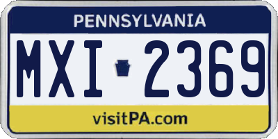 PA license plate MXI2369