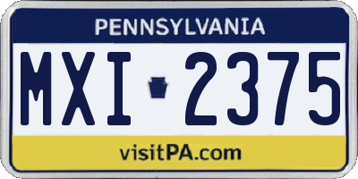 PA license plate MXI2375