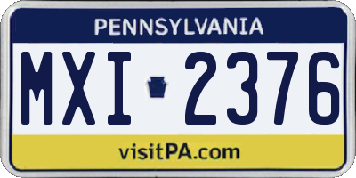 PA license plate MXI2376