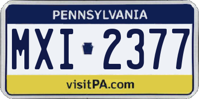 PA license plate MXI2377