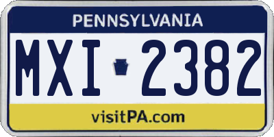 PA license plate MXI2382