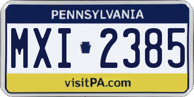 PA license plate MXI2385