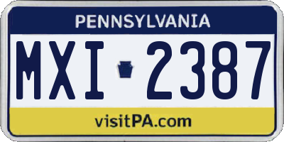 PA license plate MXI2387