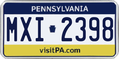 PA license plate MXI2398