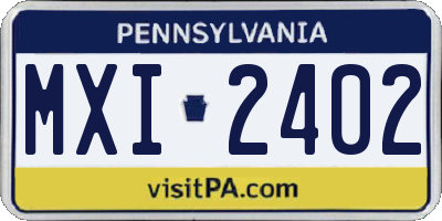 PA license plate MXI2402