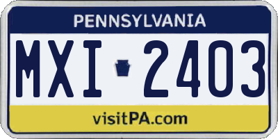 PA license plate MXI2403