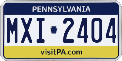 PA license plate MXI2404