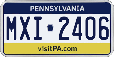 PA license plate MXI2406