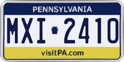 PA license plate MXI2410