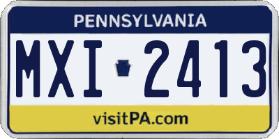 PA license plate MXI2413