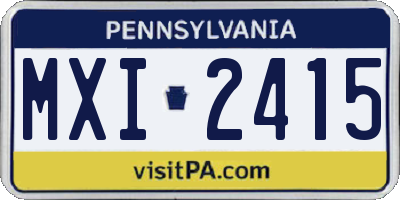 PA license plate MXI2415