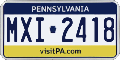 PA license plate MXI2418