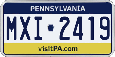 PA license plate MXI2419