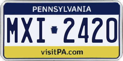 PA license plate MXI2420