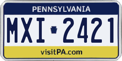 PA license plate MXI2421