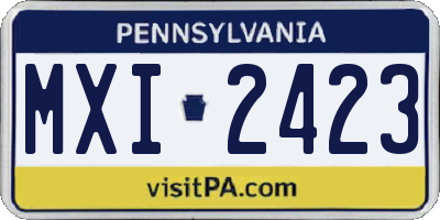 PA license plate MXI2423