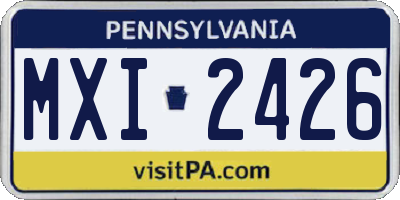 PA license plate MXI2426