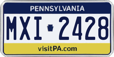 PA license plate MXI2428