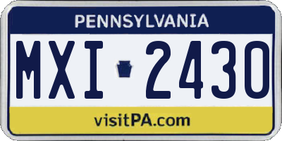 PA license plate MXI2430