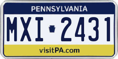 PA license plate MXI2431