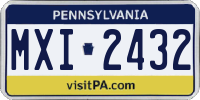 PA license plate MXI2432