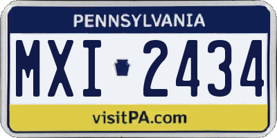 PA license plate MXI2434