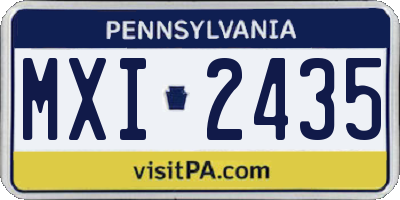 PA license plate MXI2435