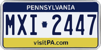 PA license plate MXI2447