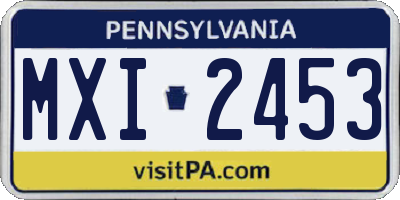 PA license plate MXI2453