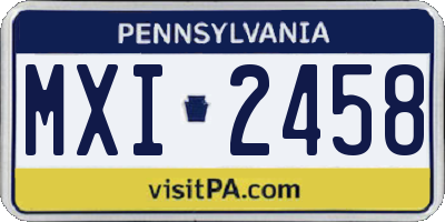 PA license plate MXI2458