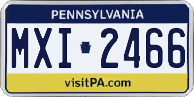 PA license plate MXI2466