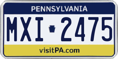 PA license plate MXI2475
