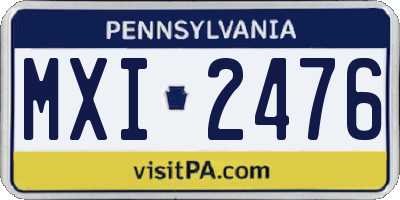 PA license plate MXI2476
