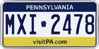 PA license plate MXI2478