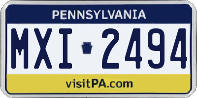 PA license plate MXI2494