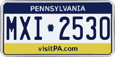 PA license plate MXI2530