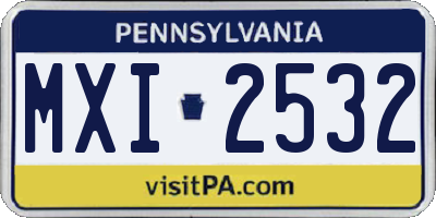 PA license plate MXI2532