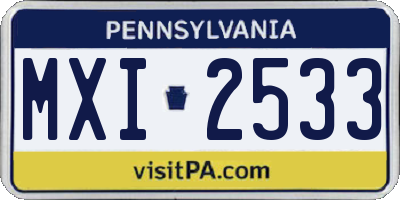 PA license plate MXI2533