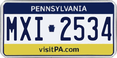 PA license plate MXI2534