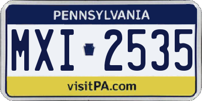 PA license plate MXI2535