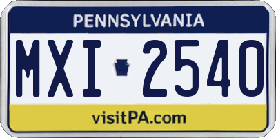 PA license plate MXI2540