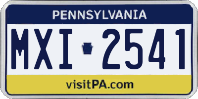 PA license plate MXI2541