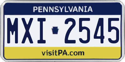 PA license plate MXI2545