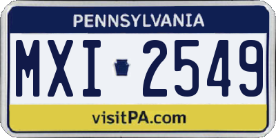 PA license plate MXI2549