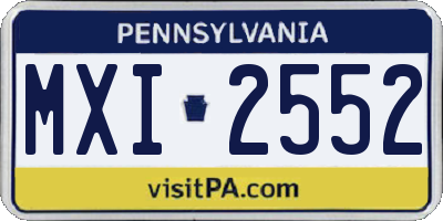 PA license plate MXI2552