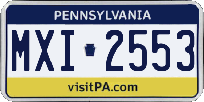 PA license plate MXI2553