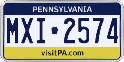 PA license plate MXI2574