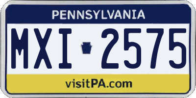 PA license plate MXI2575