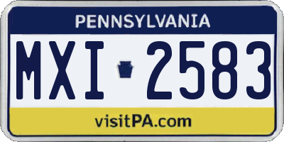 PA license plate MXI2583