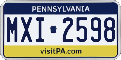 PA license plate MXI2598